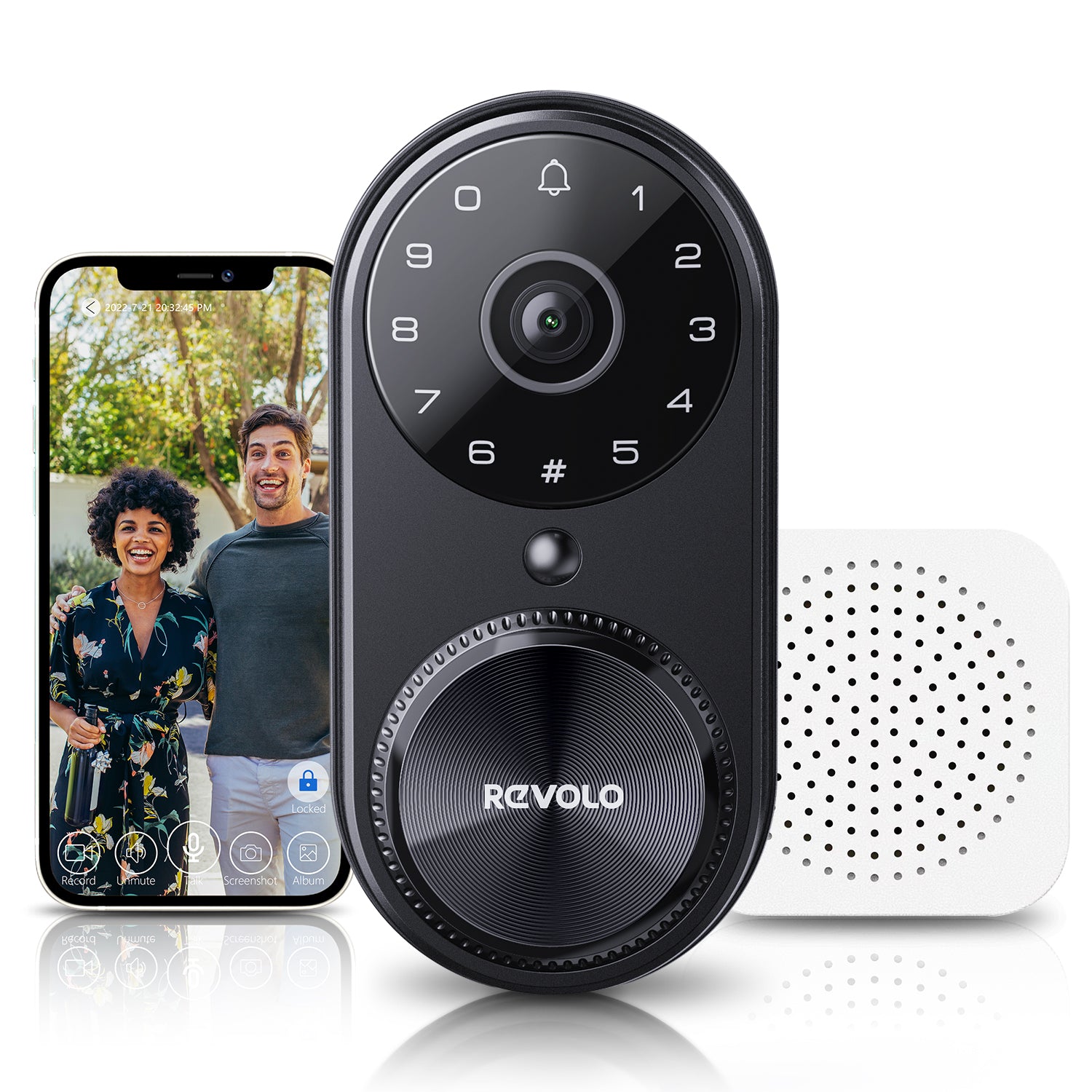 Revolo WFV01 Smart Lock with Camera, WiFi Smart Video Lock, Keyless Entry Door Lock, Doorbell Camera Wireless with Chime, Supports App Control, 1080P - 1