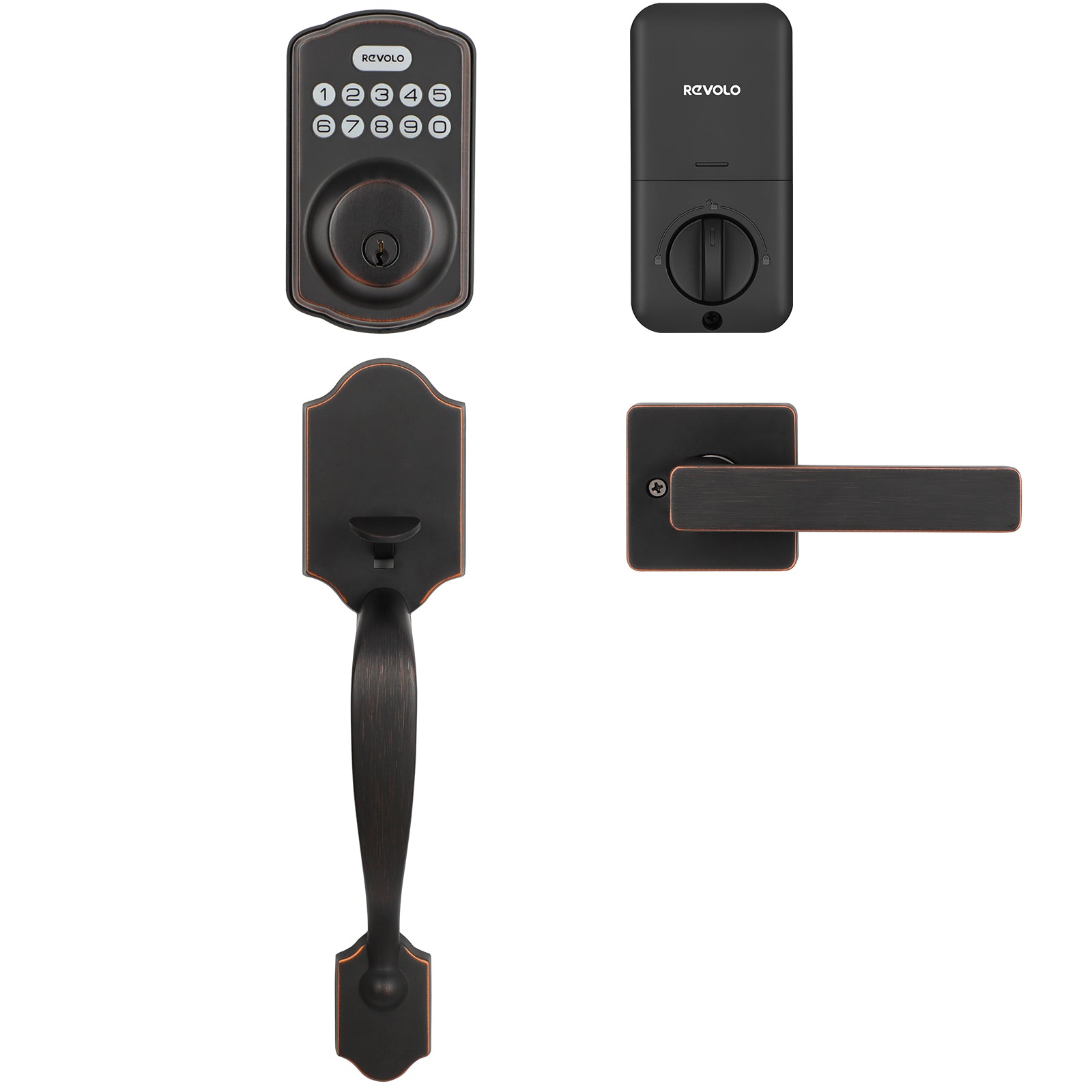 Revolo RE001 Electronic Keypad Deadbolt,Door Lock with Handle, Front Door Handle Sets