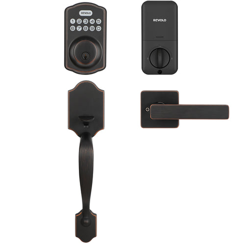 Revolo RE001 Electronic Keypad Deadbolt,Door Lock with Handle, Front D