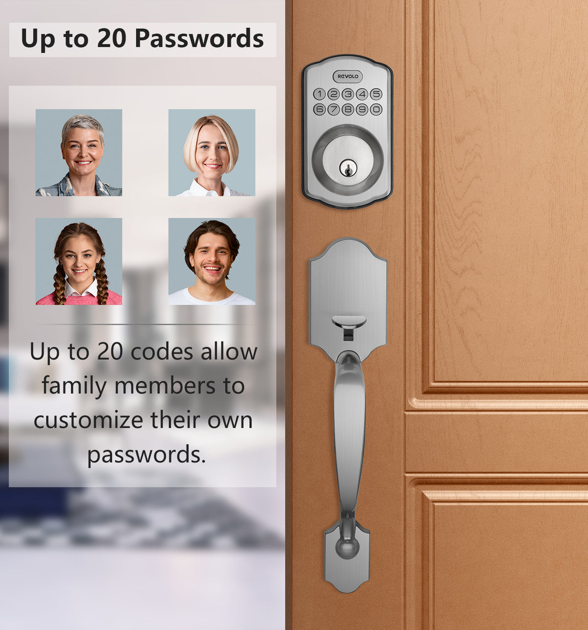 Revolo RE001 Electronic Keypad Deadbolt,Door Lock with Handle, Front D