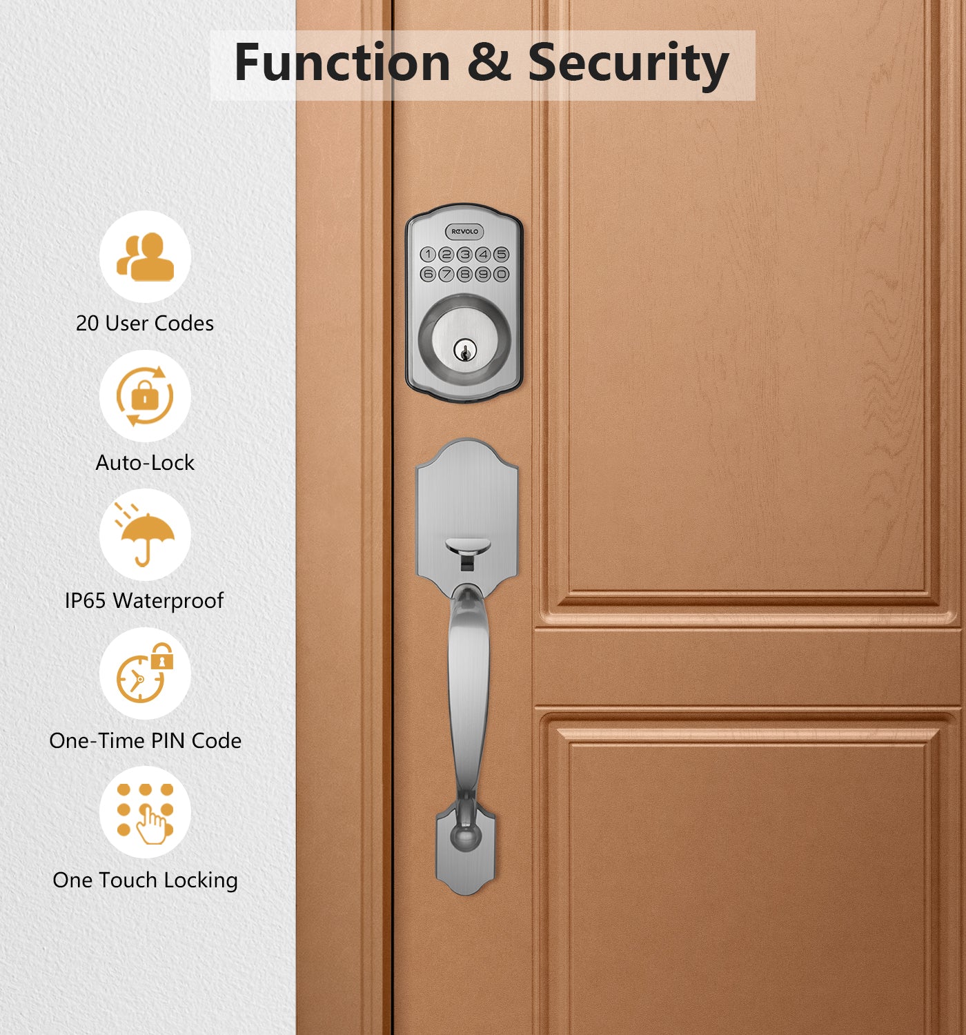Revolo WFV01 Smart Lock with Camera, WiFi Smart Video Lock, Keyless Entry Door Lock, Doorbell Camera Wireless with Chime, Supports App Control, 1080P - 2