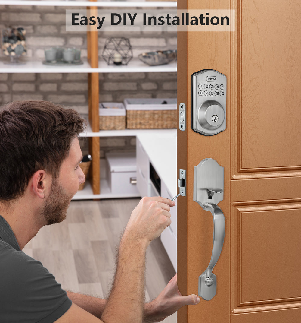 Revolo RE001 Electronic Keypad Deadbolt,Door Lock with Handle, Front D