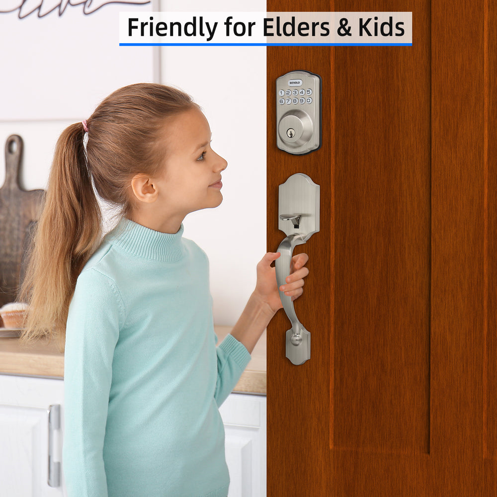 Revolo RE001 Electronic Keypad Deadbolt,Door Lock with Handle, Front D