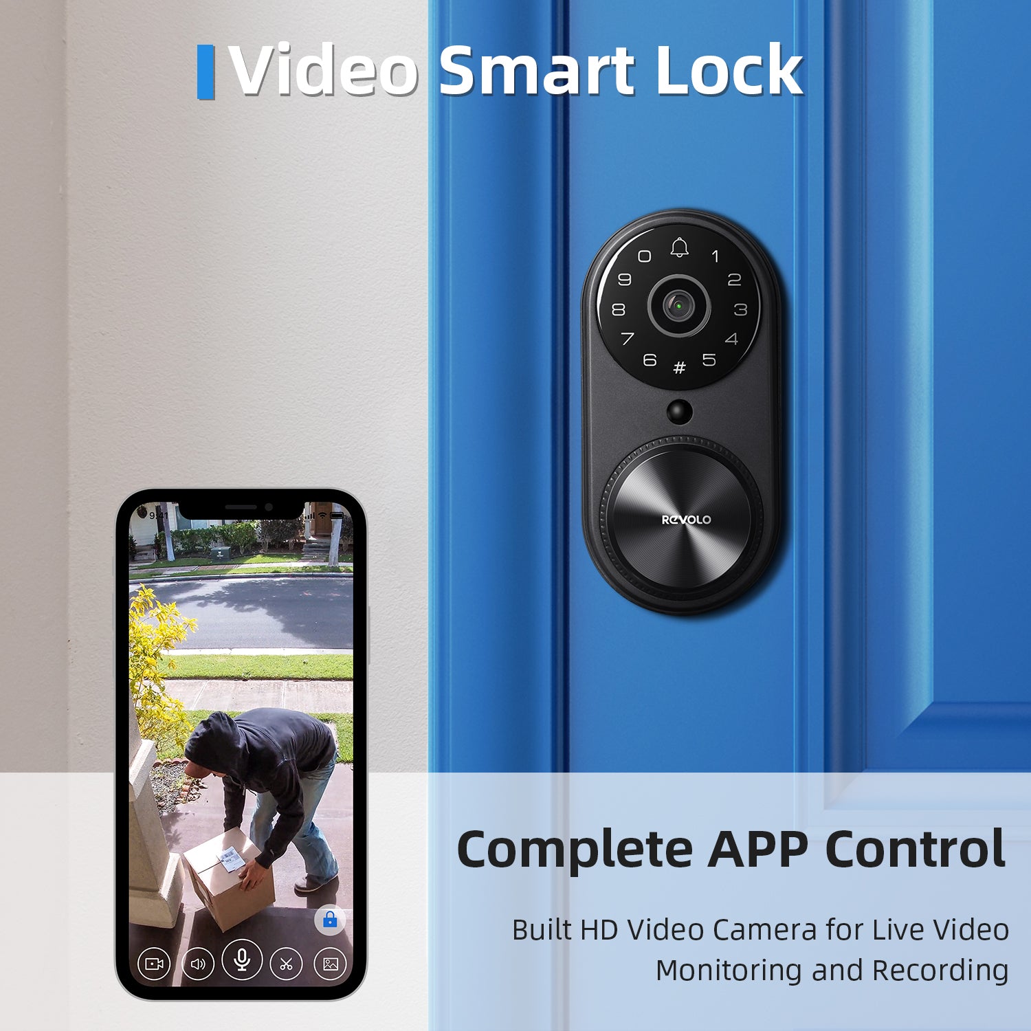 REVOLO WFV01 Smart Locks with Camera, WiFi Smart Video Locks